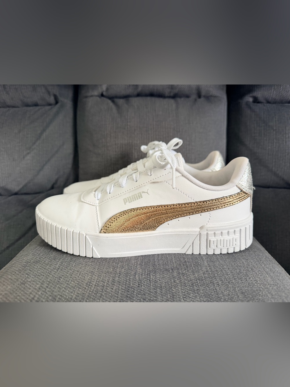 Puma Carina 2.0 Sneakers with Metallic Gold Formstripe